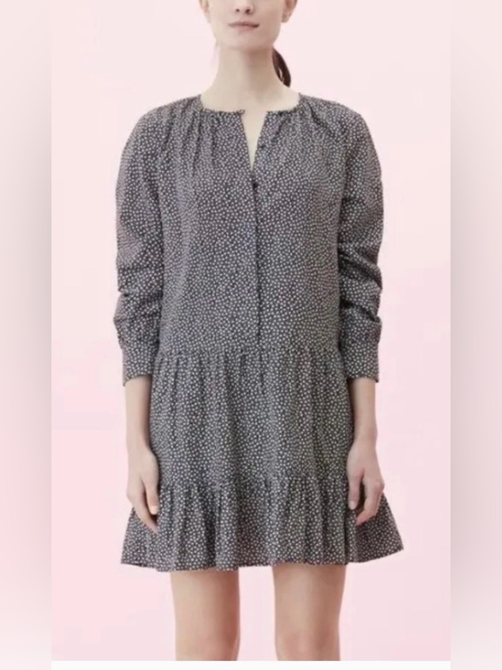 La Vie Rebecca Taylor Black and white Long Sleeve tiered Dress